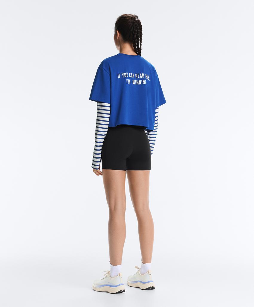 Укороченная футболка Boxy из смесового хлопка с надписью