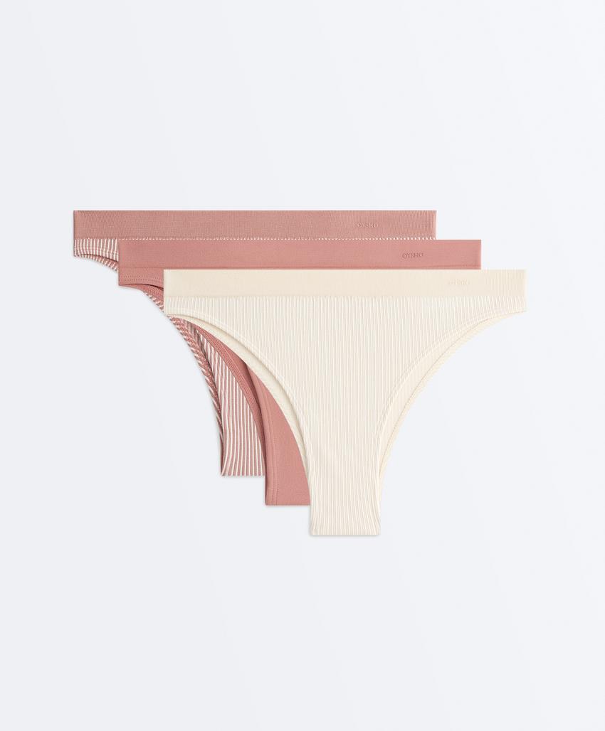 3 бесшовных трусов бразильяно Seamless Soft touch в полоску