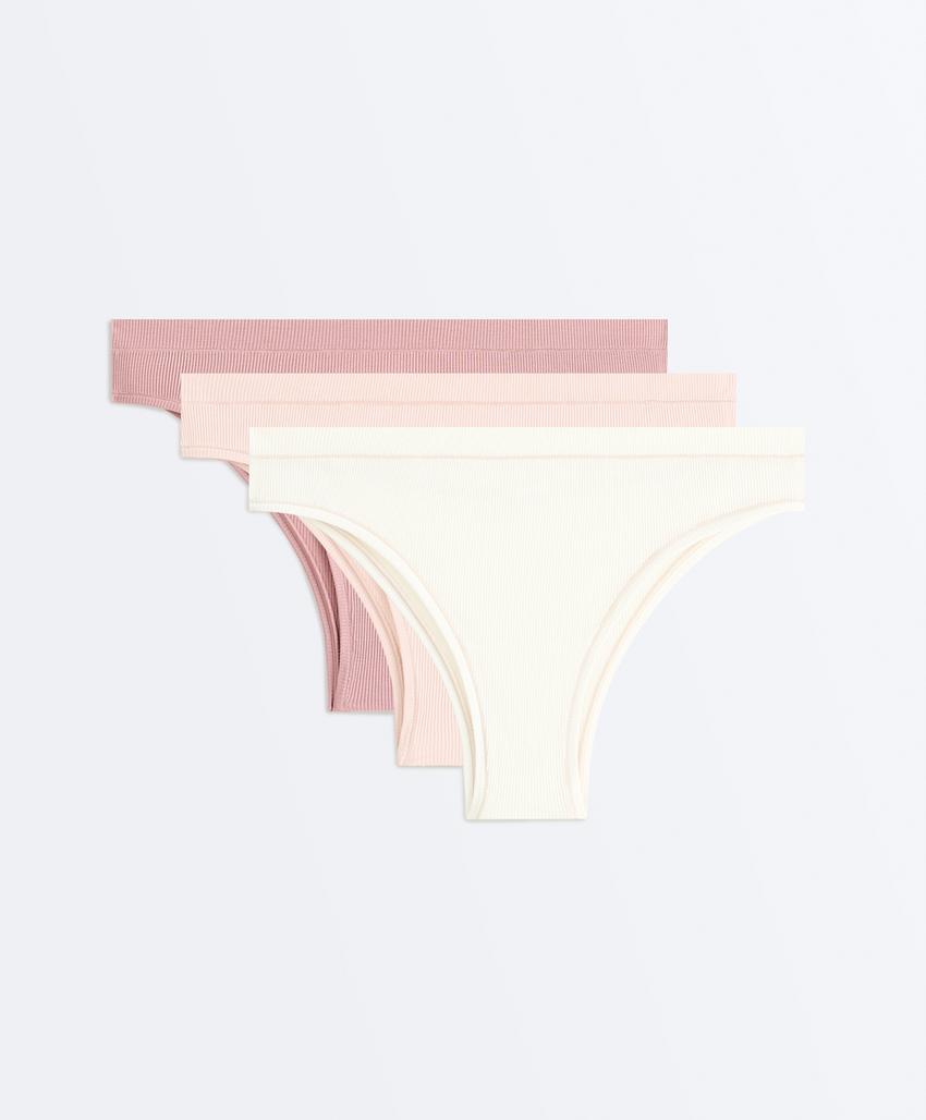 Набор из 3 хлопковых трусов бразильяно в рубчик