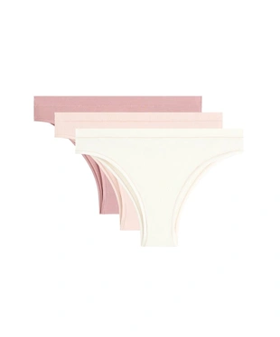 Набор из 3 хлопковых трусов бразильяно в рубчик- Заказать в России