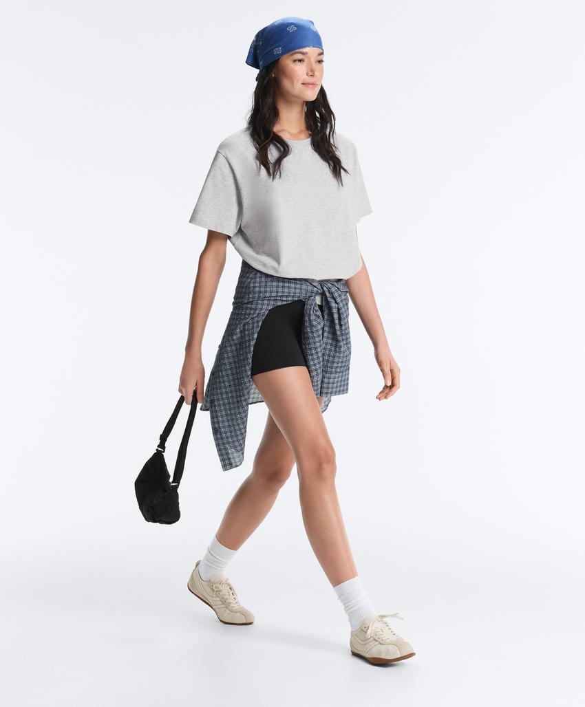 Футболка Boxy из смесового хлопка с короткими рукавами