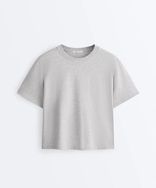 Футболка Boxy из смесового хлопка с короткими рукавами- Заказать в России