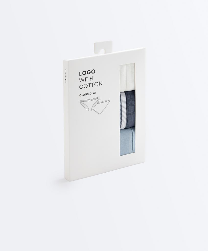 3 классических трусов из смесового хлопка с логотипом