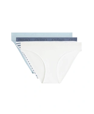 MID WASHED GREY-BLUE|3673/551/857 - OYSHO 3 классических трусов из смесового хлопка с логотипом