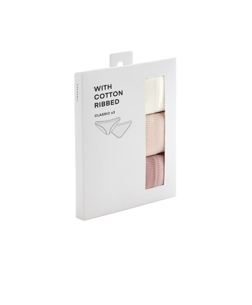 3 классических трусов в рубчик с хлопком