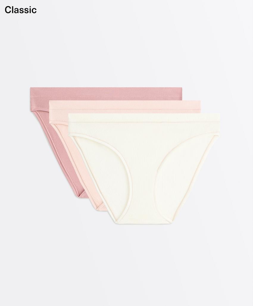 3 классических трусов в рубчик с хлопком