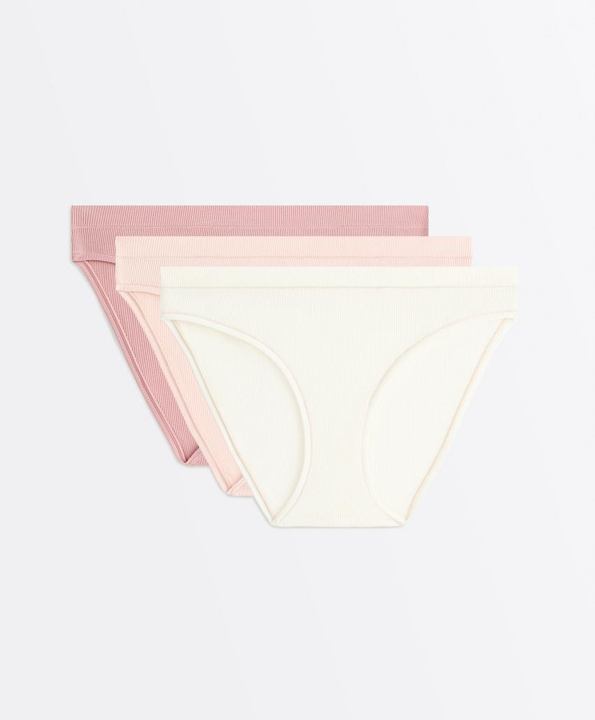 3 классических трусов в рубчик с хлопком