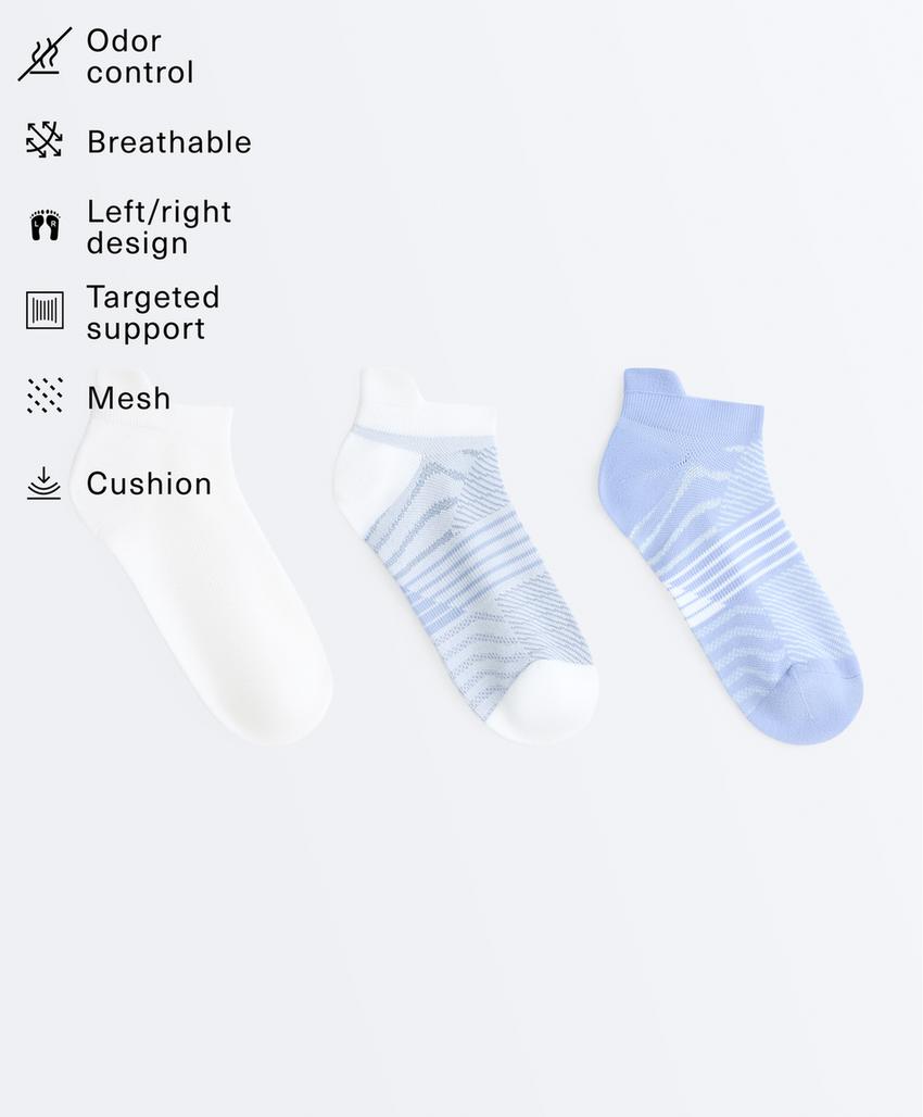 3 пары спортивных носков-сникеров с язычком из смесового полиамида