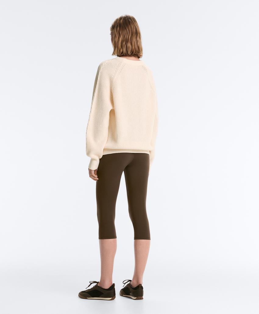 Свитер из 100% хлопка с узором «косы»