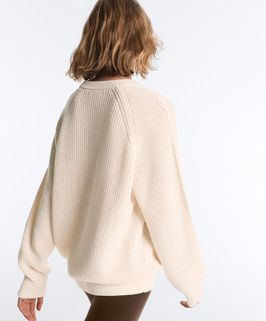 Свитер из 100% хлопка с узором «косы»