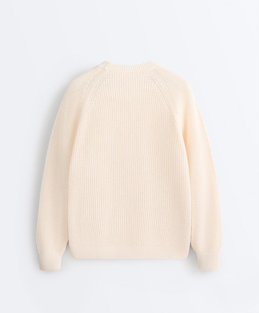 Свитер из 100% хлопка с узором «косы»