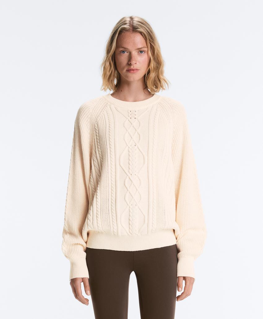 Свитер из 100% хлопка с узором «косы»