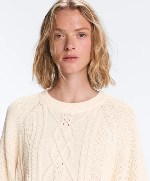 Свитер из 100% хлопка с узором «косы»- Заказать в России