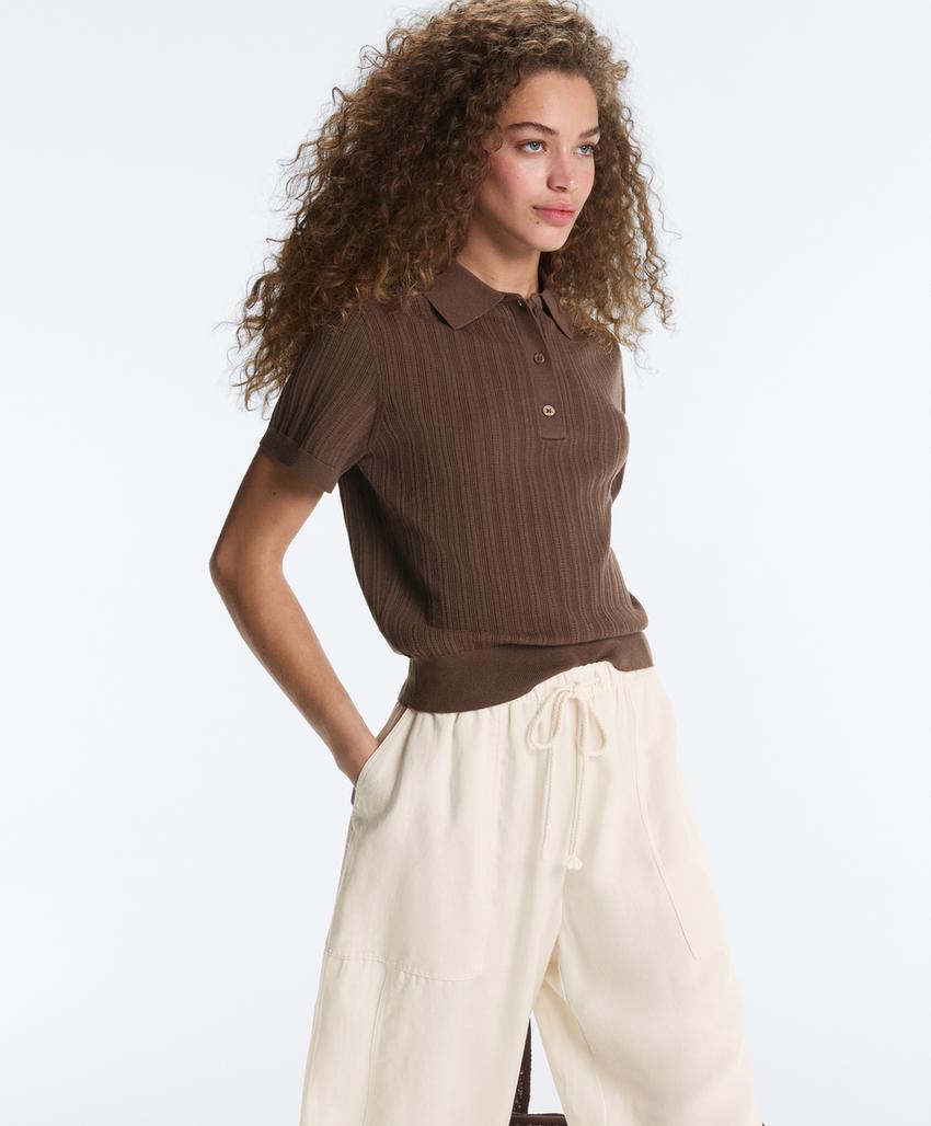 Поло вязаное pointelle