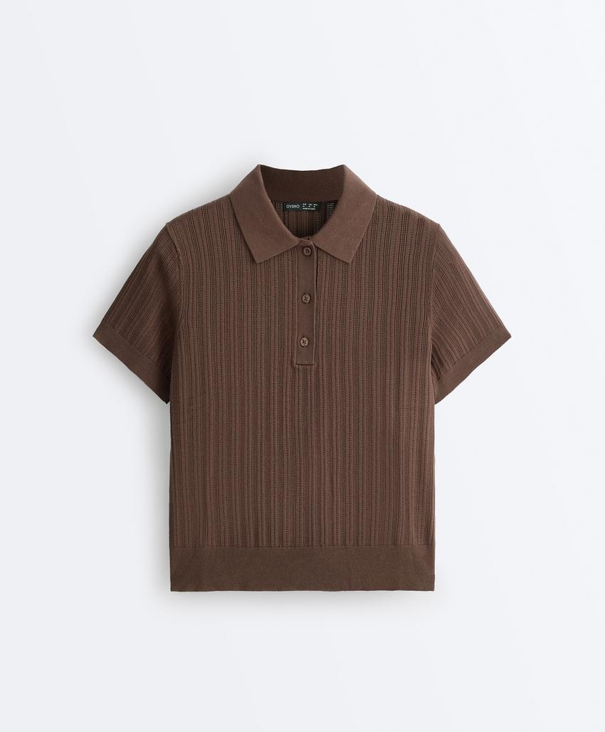 Поло вязаное pointelle