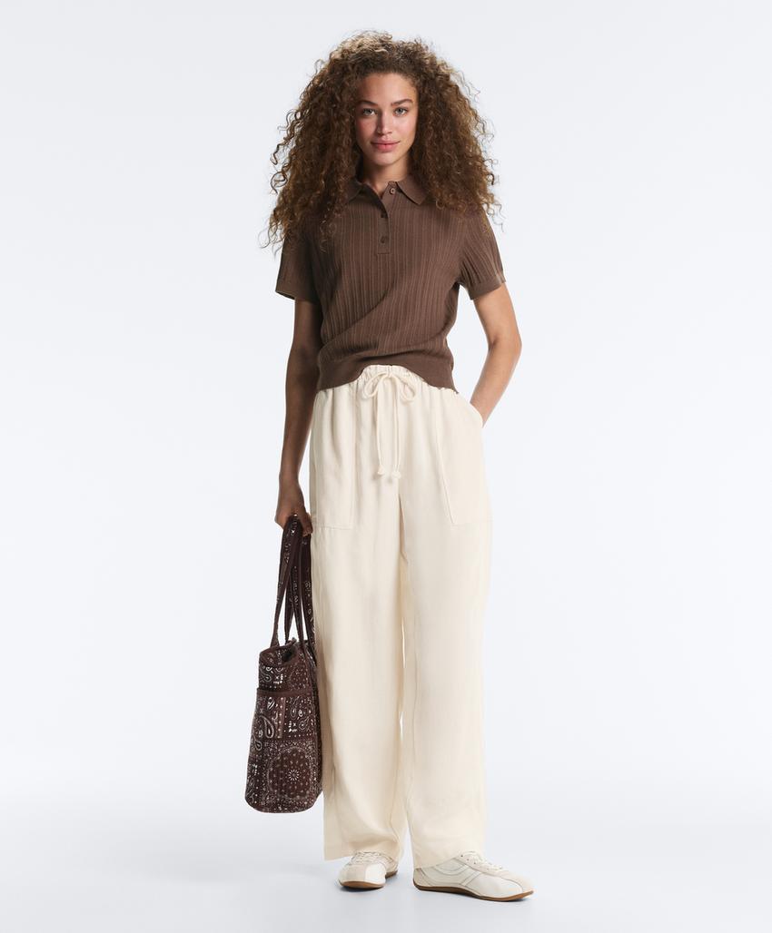 Поло вязаное pointelle