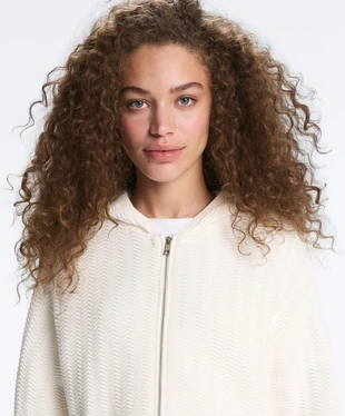 WHITE |4838/279/251 - OYSHO Вязаная куртка с капюшоном WAVE