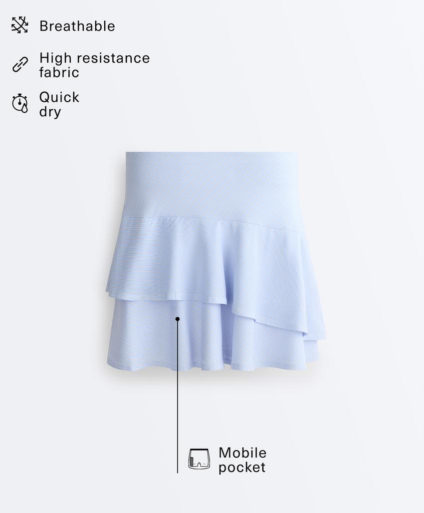 Короткая юбка в полоску с воланами