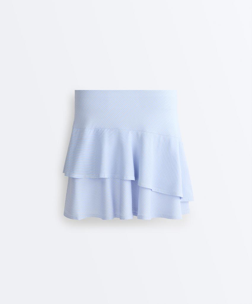 Короткая юбка в полоску с воланами