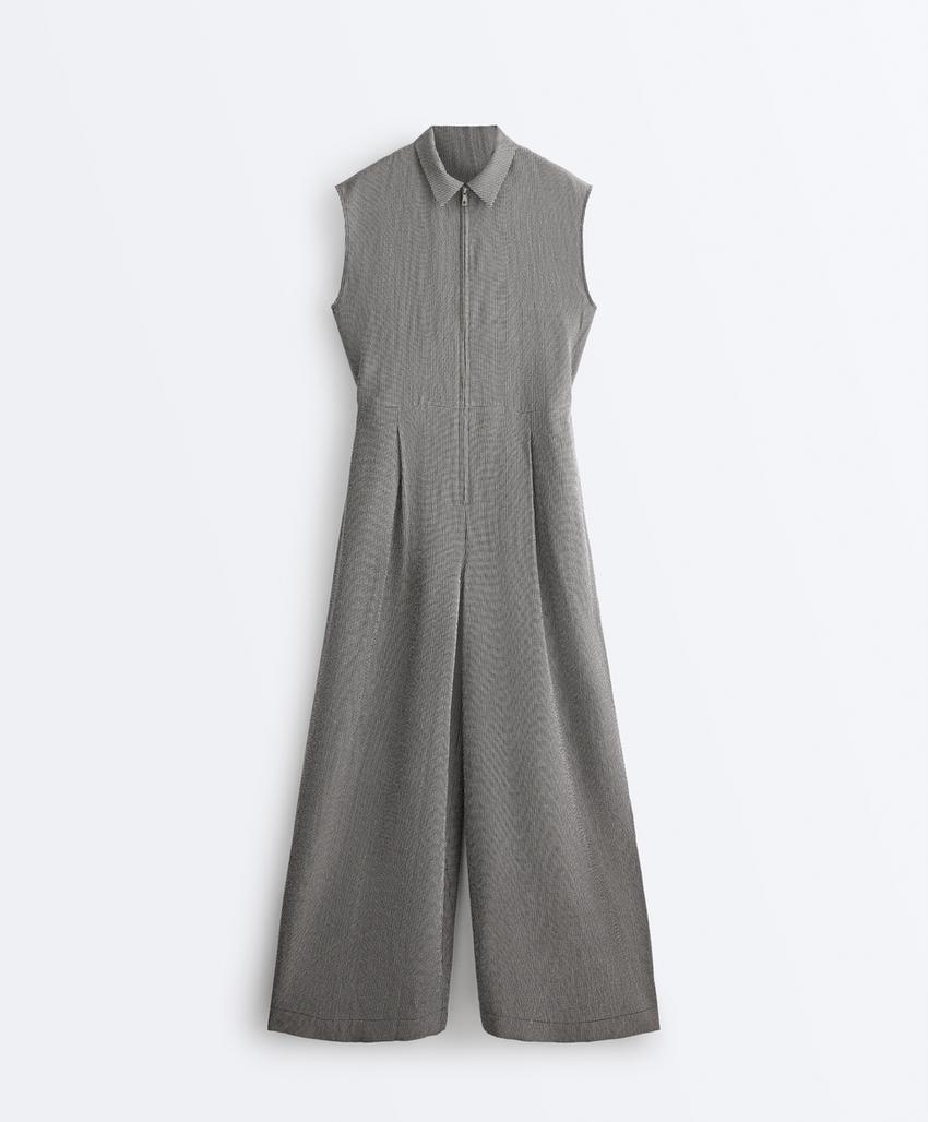 Длинный комбинезон виши с воротником и лиоцеллом