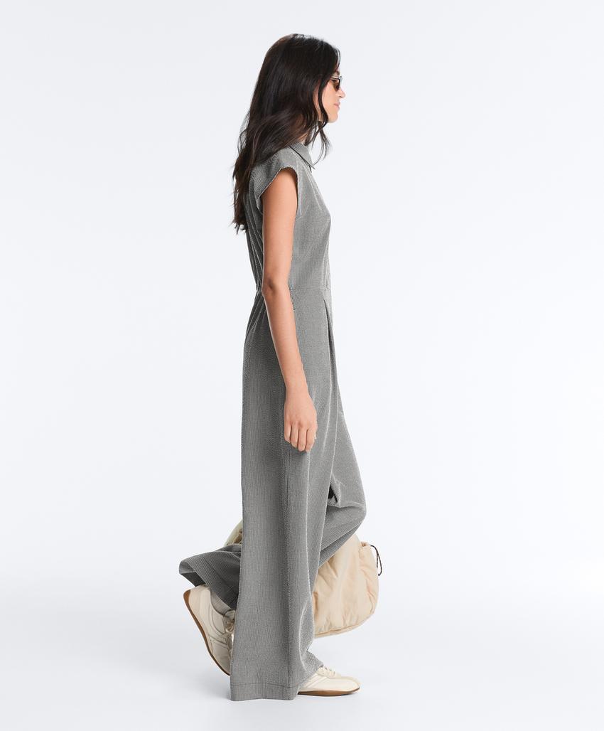 Длинный комбинезон виши с воротником и лиоцеллом