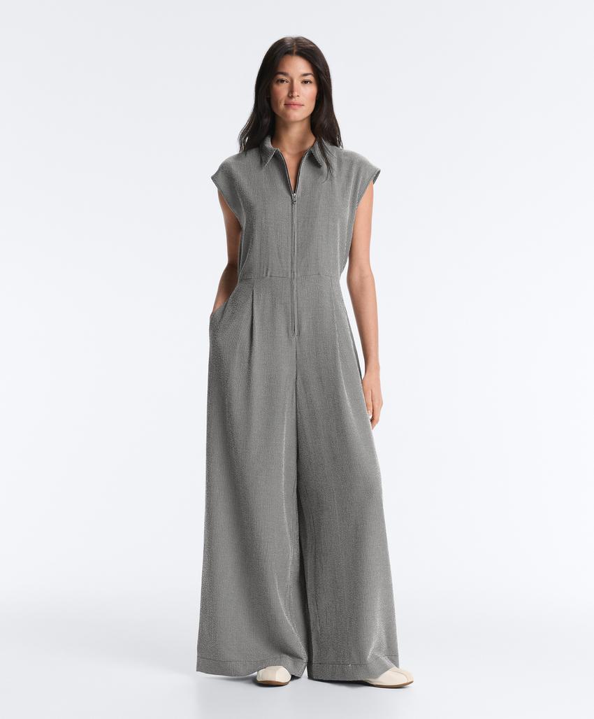 Длинный комбинезон виши с воротником и лиоцеллом