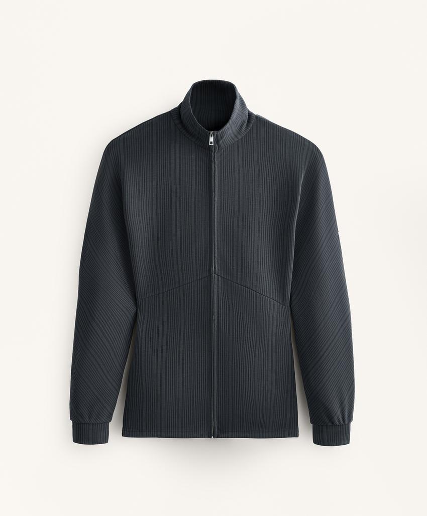 Длинная куртка с асимметричной полосой из модала