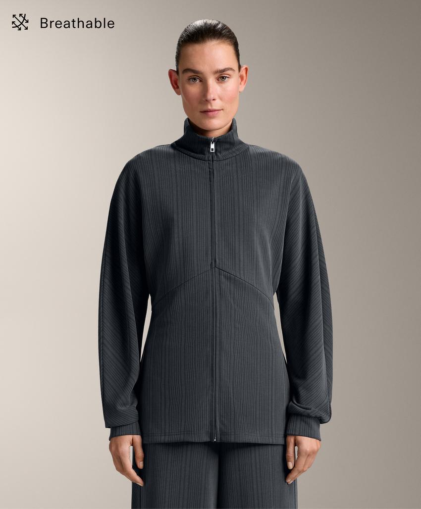 Длинная куртка с асимметричной полосой из модала