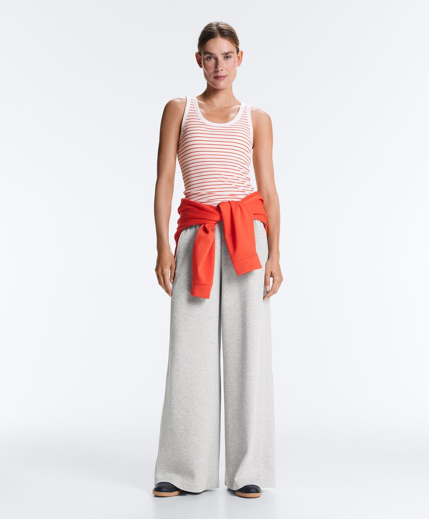 Удлиненный Майка - топ в рубчик с круглым вырезом из модала