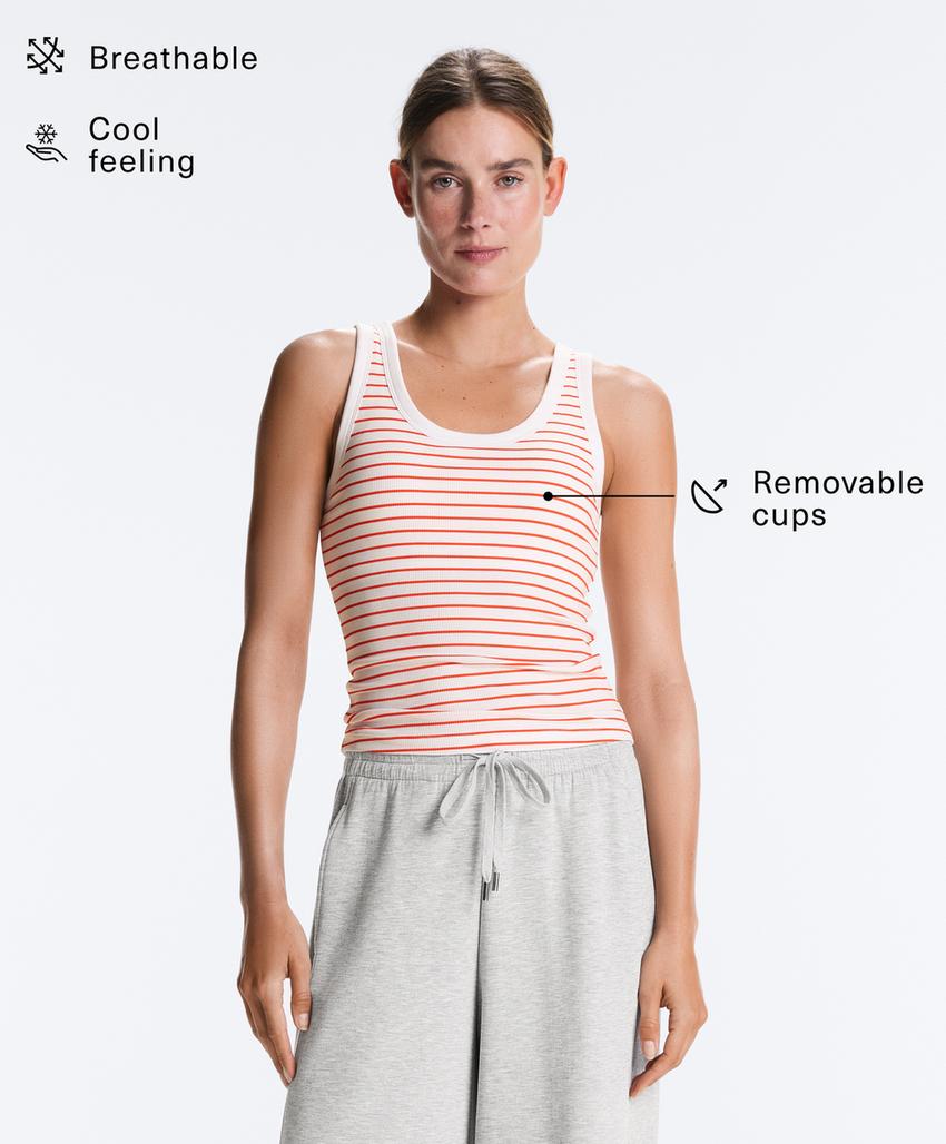 Удлиненный Майка - топ в рубчик с круглым вырезом из модала