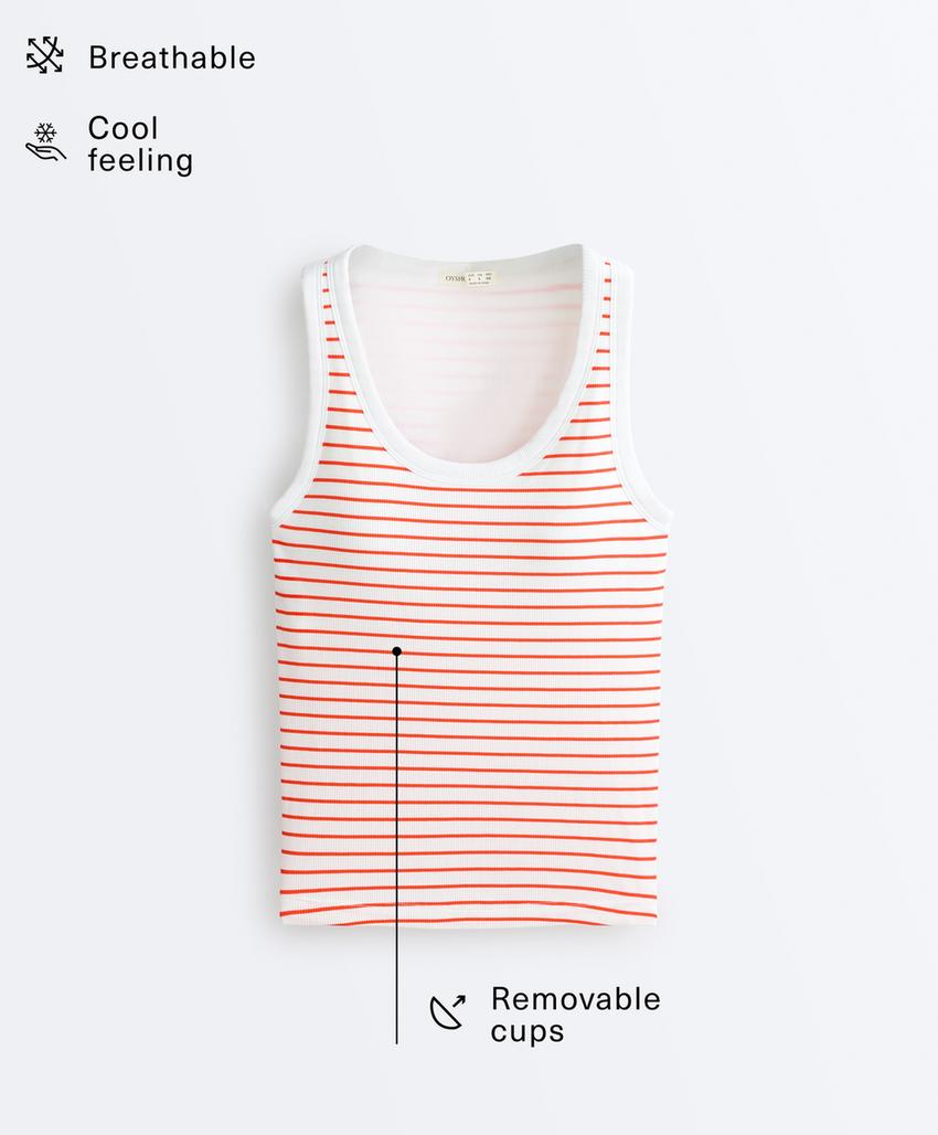 Удлиненный Майка - топ в рубчик с круглым вырезом из модала