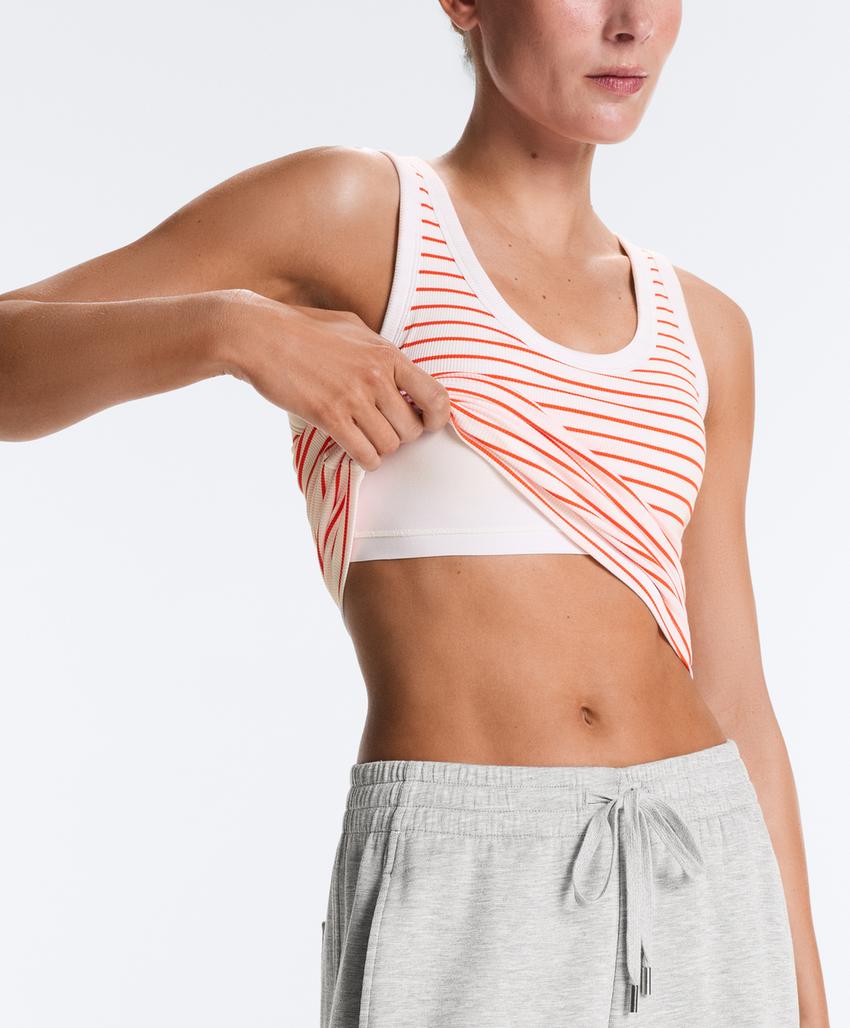 Удлиненный Майка - топ в рубчик с круглым вырезом из модала