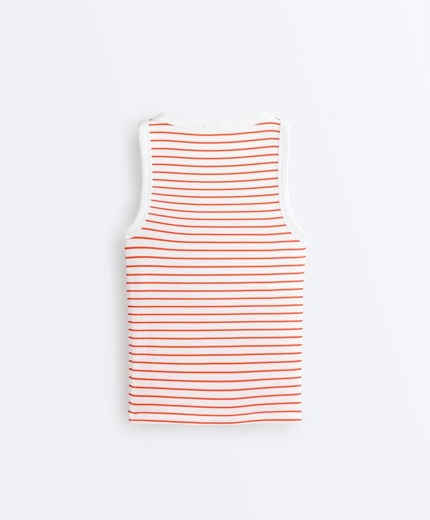 Удлиненный Майка - топ в рубчик с круглым вырезом из модала