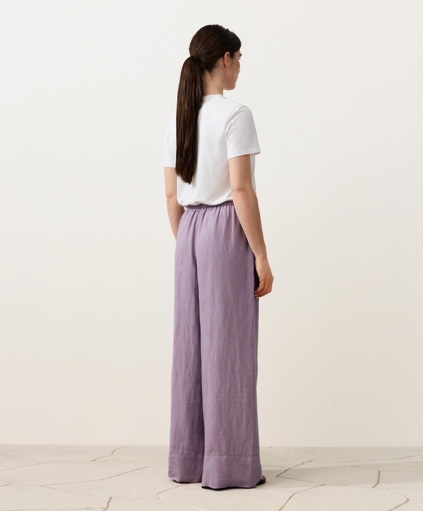 Прямые брюки из 100%-го льна с отстрочкой