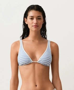 Топ бикини с треугольными чашками в рельефную полоску- Заказать в России