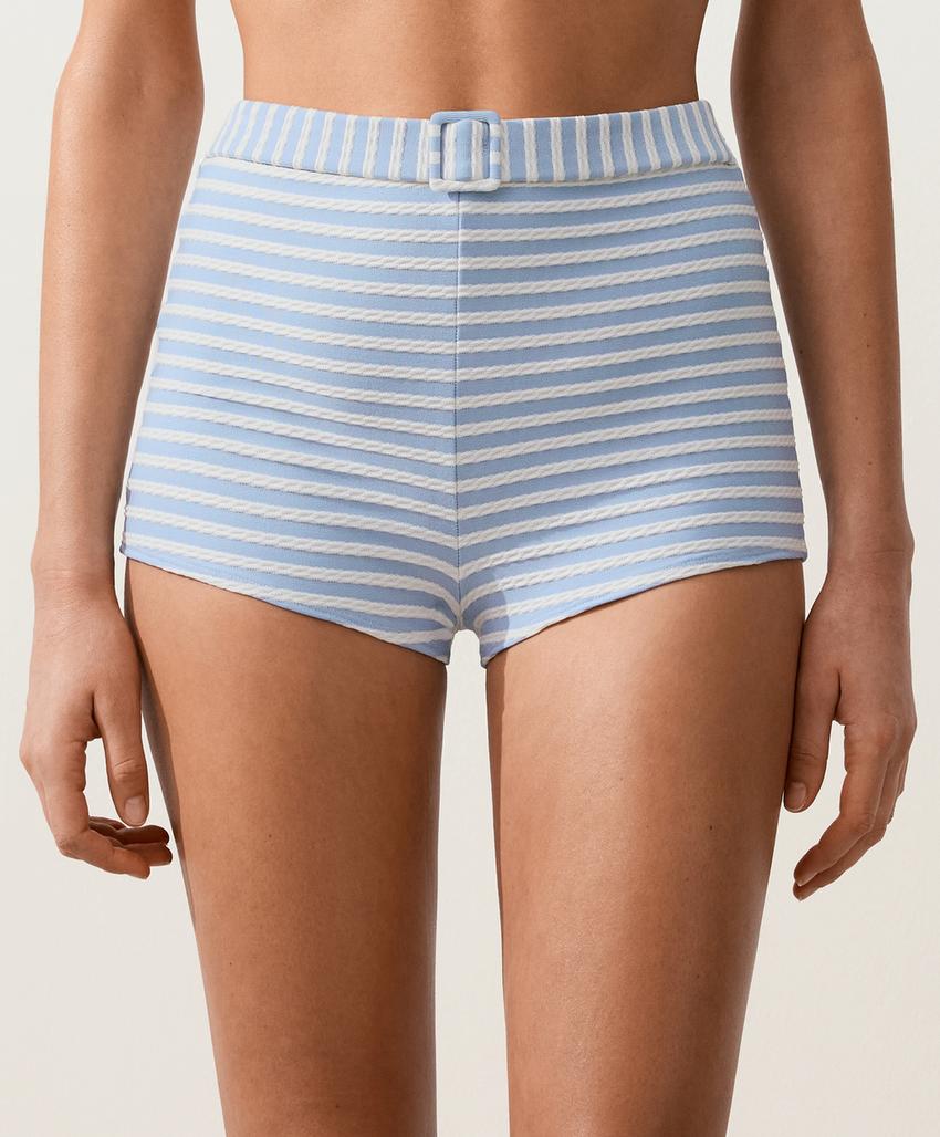 Шорты-плавки бикини с поясом в полоску