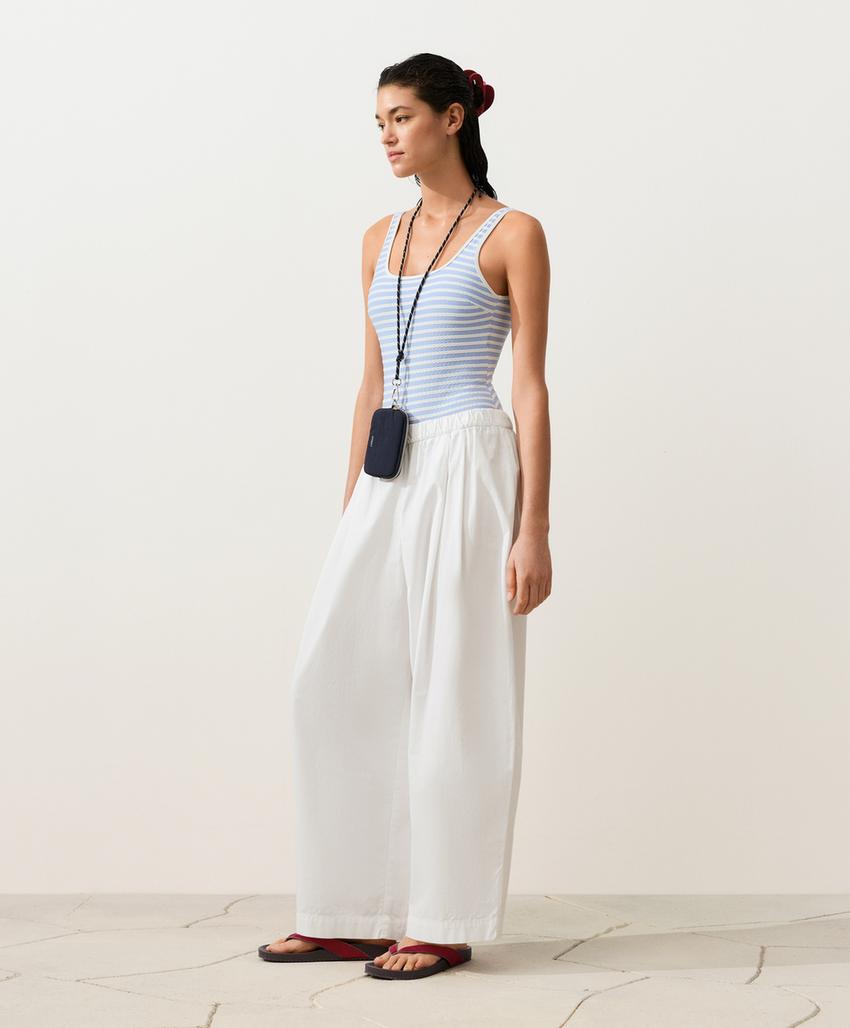 Купальник с круглым вырезом в полоску