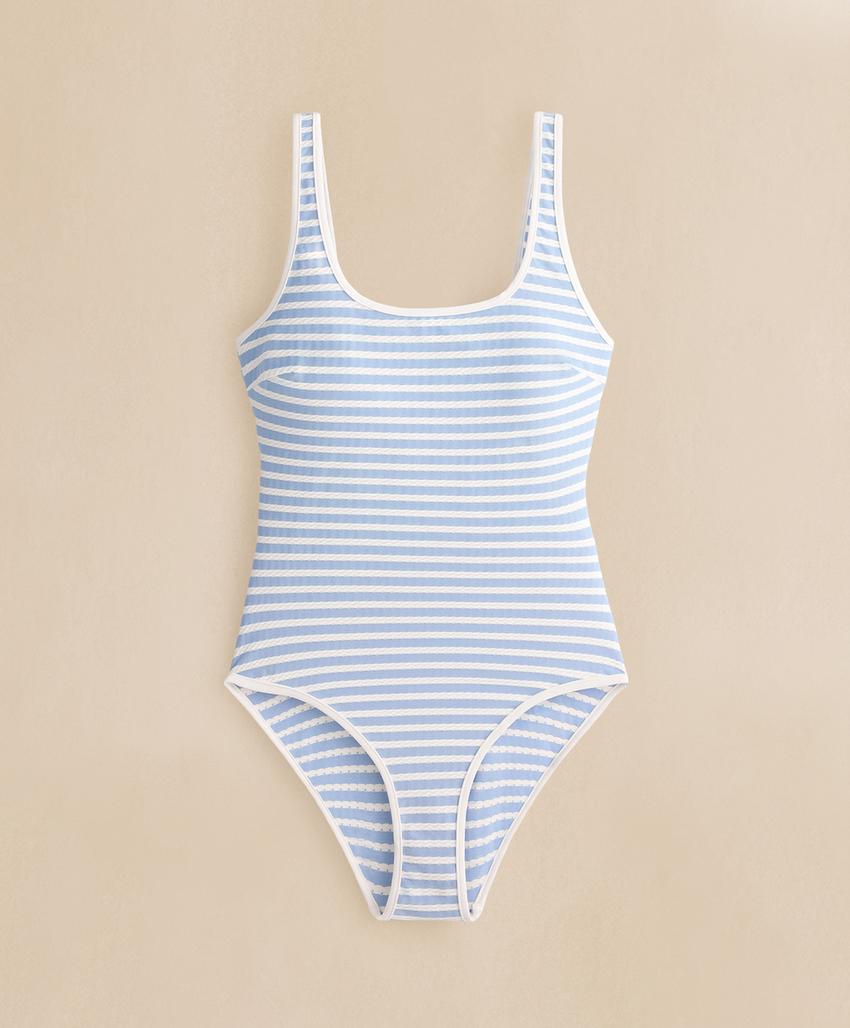 Купальник с круглым вырезом в полоску