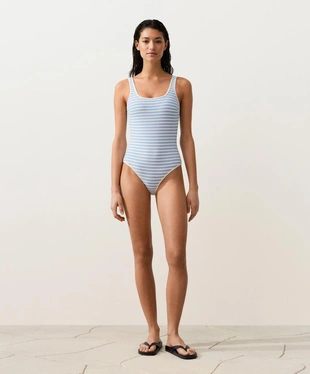 Купальник с круглым вырезом в полоску- Заказать в России