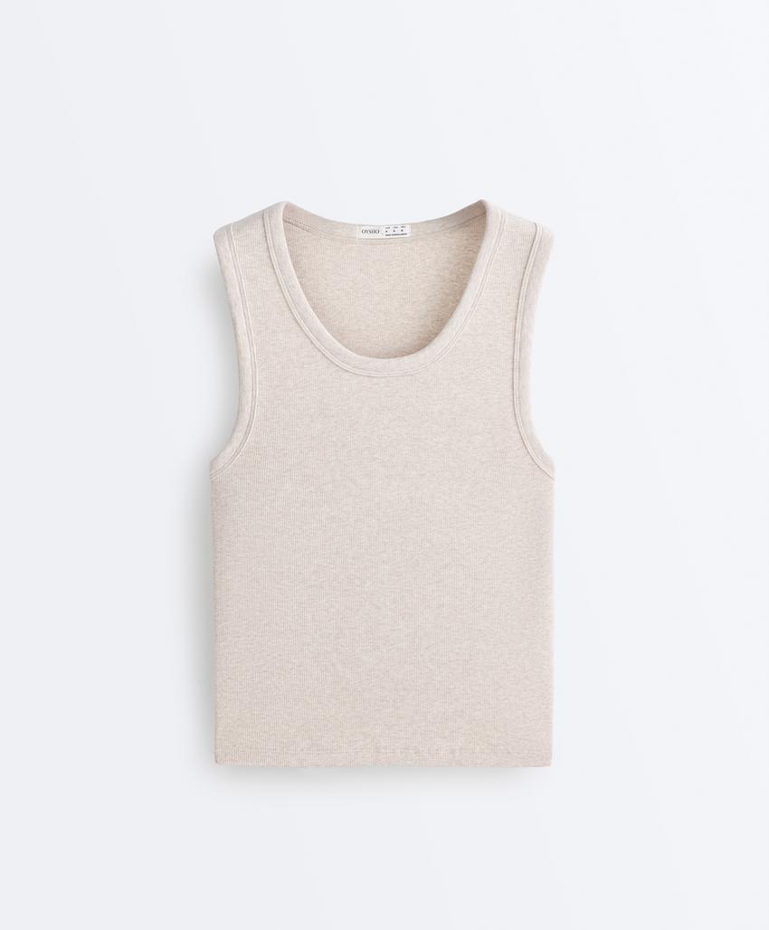 Майка Rib с широкими бретельками из хлопка и модала