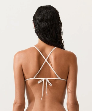 Топ бикини с треугольными чашками из вязаного полотна в полоску- Заказать в России