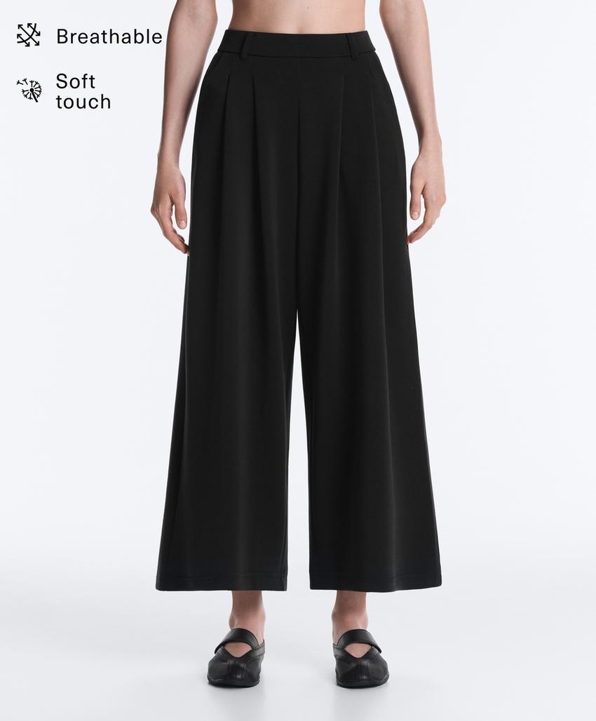 Широкие брюки-Crop с модалом, мягкие на ощупь, со складками