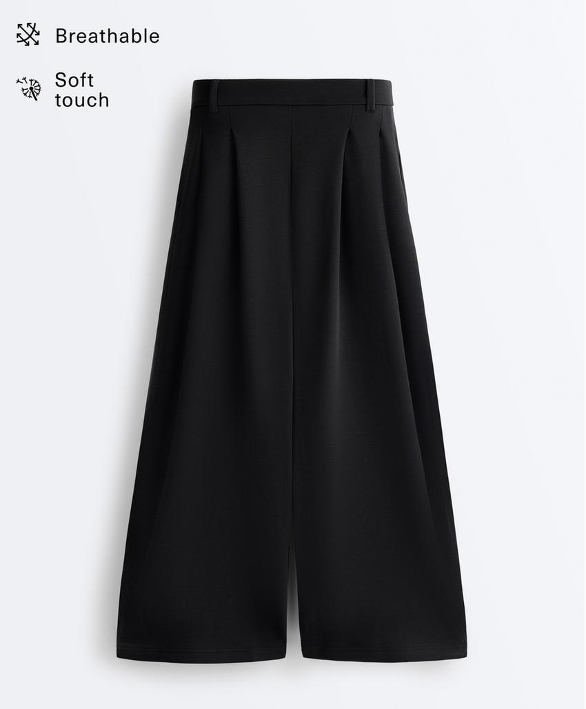 Широкие брюки-Crop с модалом, мягкие на ощупь, со складками