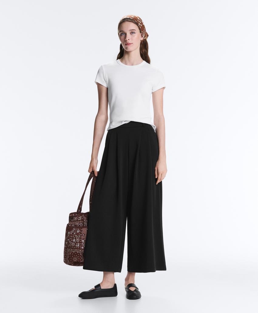 Широкие брюки-Crop с модалом, мягкие на ощупь, со складками