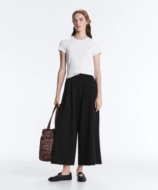 Широкие брюки-Crop с модалом, мягкие на ощупь, со складками- Заказать в России