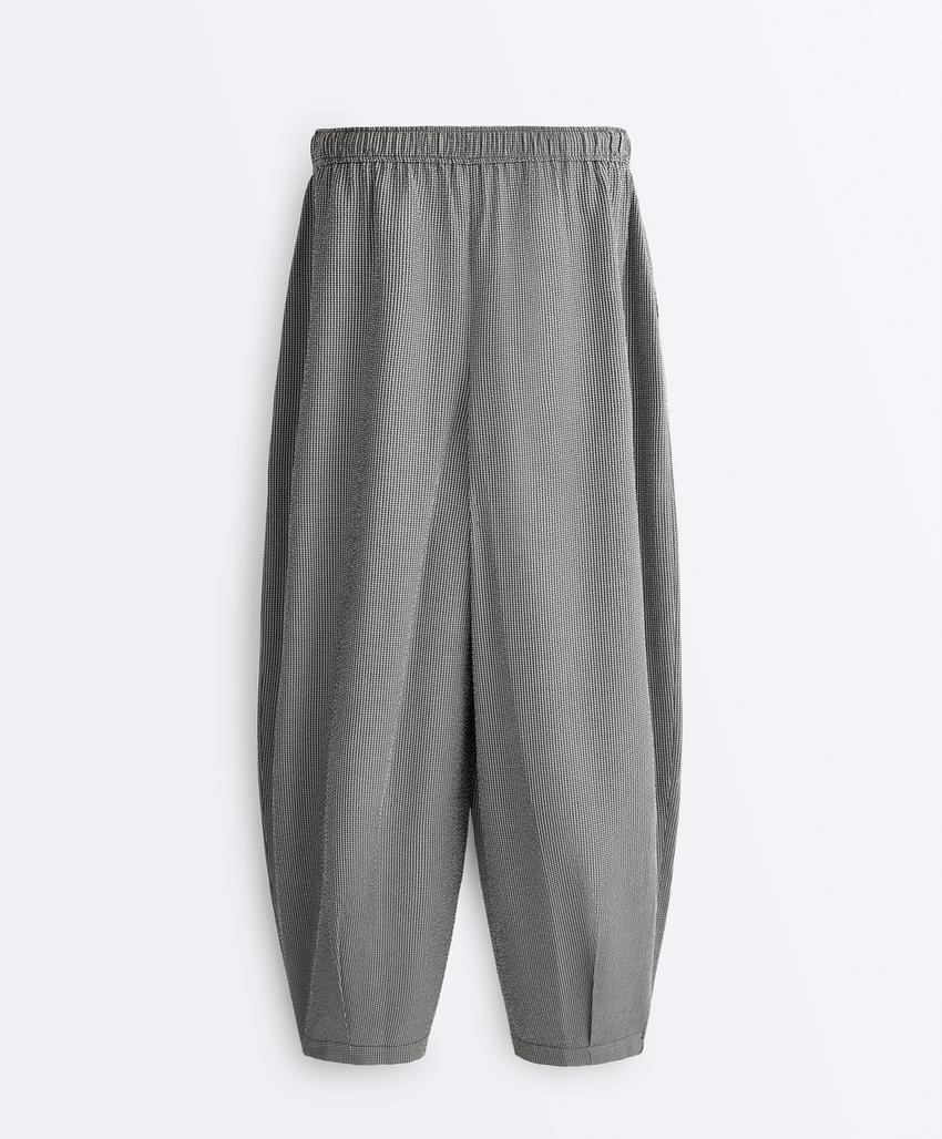 Брюки-бананы из смесовой ткани с лиоцеллом в клетку виши