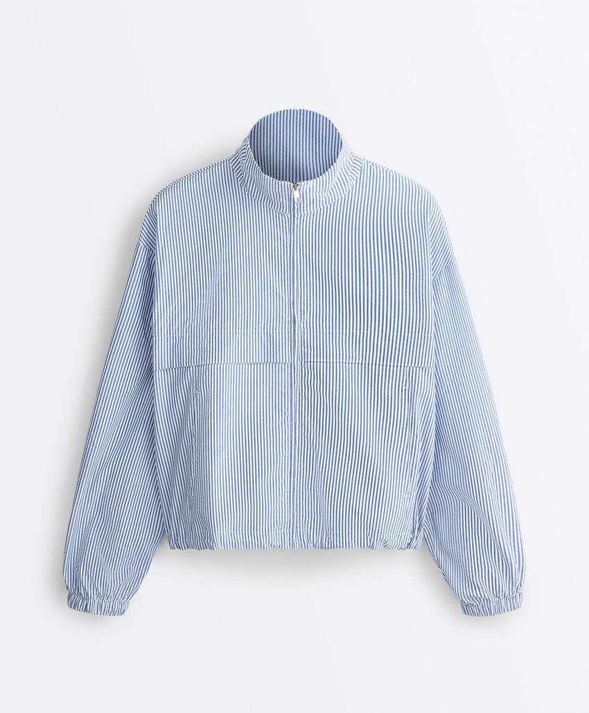 Куртка-track из смесового хлопка в полоску