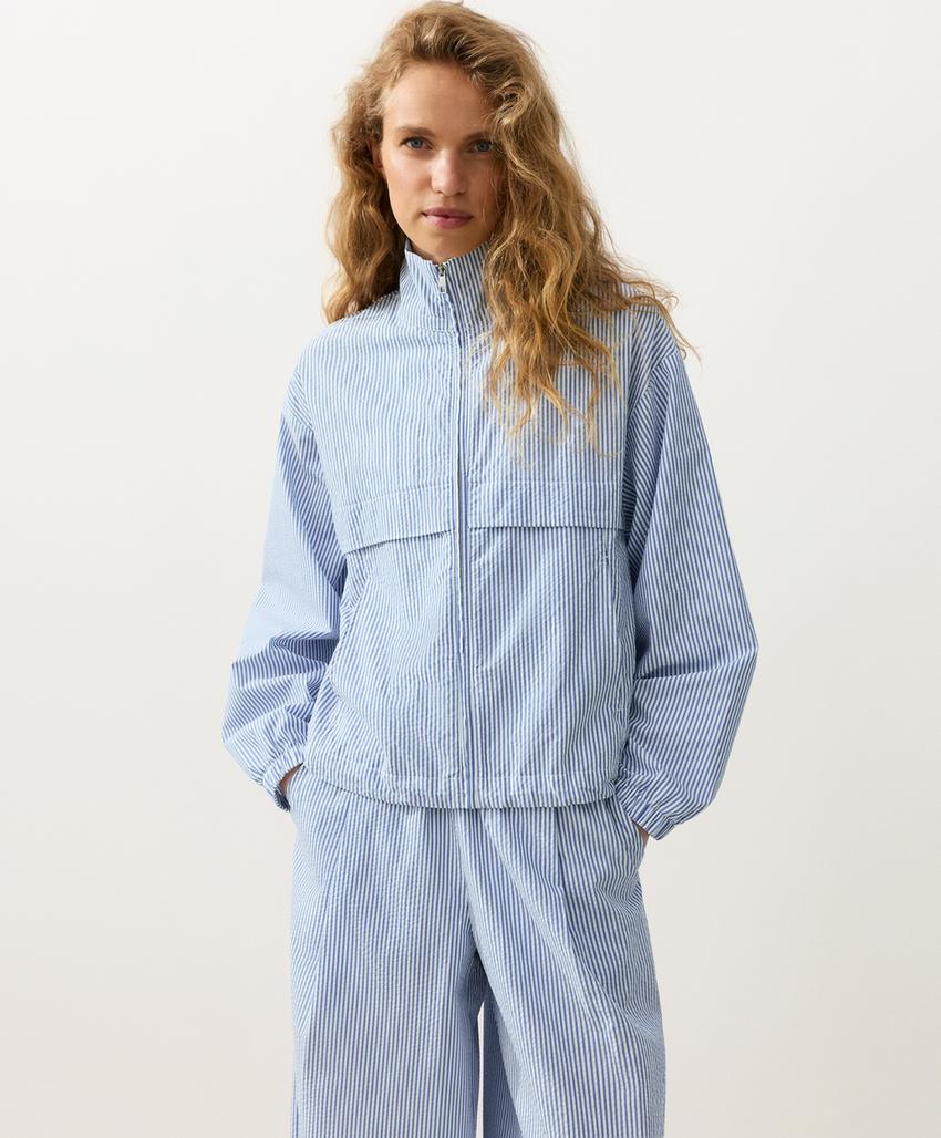 Куртка-track из смесового хлопка в полоску