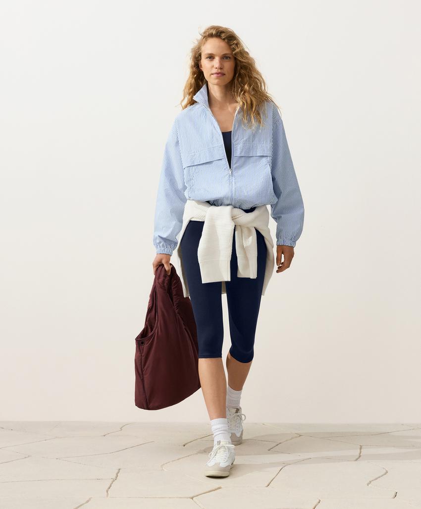 Куртка-track из смесового хлопка в полоску