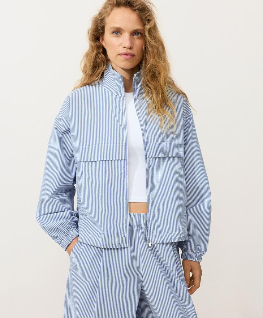 Куртка-track из смесового хлопка в полоску